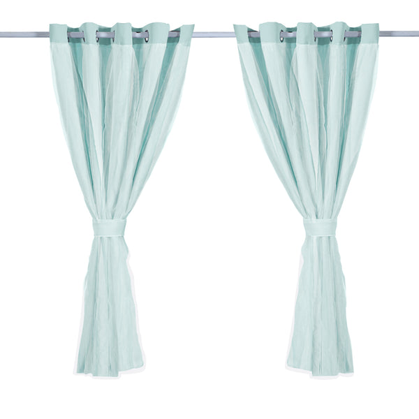 2x Blockout Curtains Panels 3 Layers with Gauze Room Darkening 180x230cm Aqua