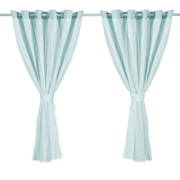 2x Blockout Curtains Panels 3 Layers with Gauze Room Darkening 240x213cm Aqua