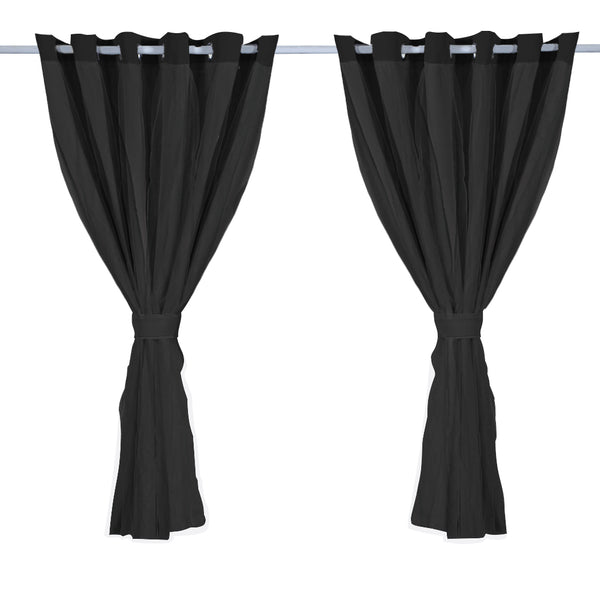 2x Blockout Curtains Panels 3 Layers with Gauze Room Darkening 240x230cm Black