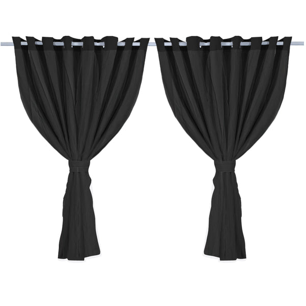 2x Blockout Curtains Panels 3 Layers with Gauze Room Darkening 300x230cm Black