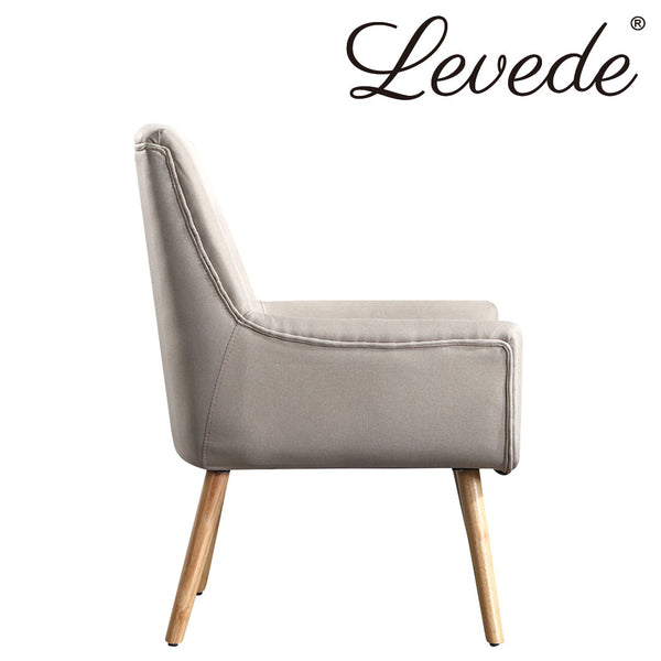 Levede Upholstered Fabric Dining Chair Kitchen Wooden Modern Cafe Chairs