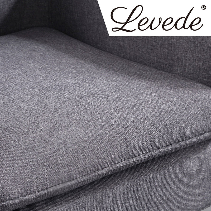 2x Levede Luxury Upholstered Armchair Dining Chair Accent Sofa Padded Fabric