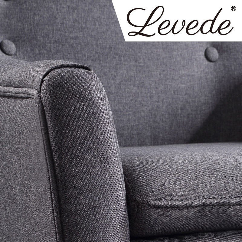 2x Levede Luxury Upholstered Armchair Dining Chair Accent Sofa Padded Fabric