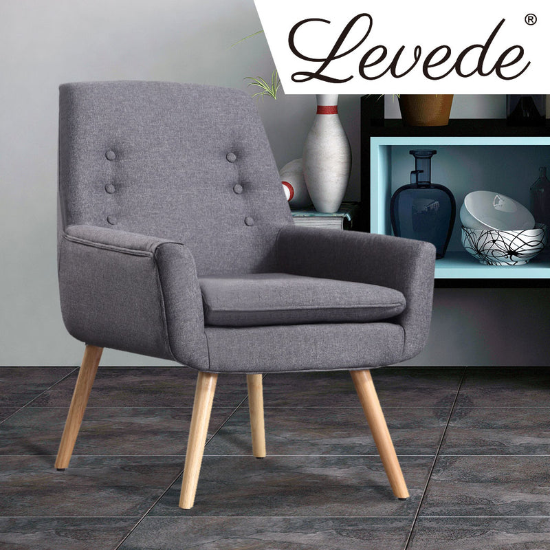 2x Levede Luxury Upholstered Armchair Dining Chair Accent Sofa Padded Fabric