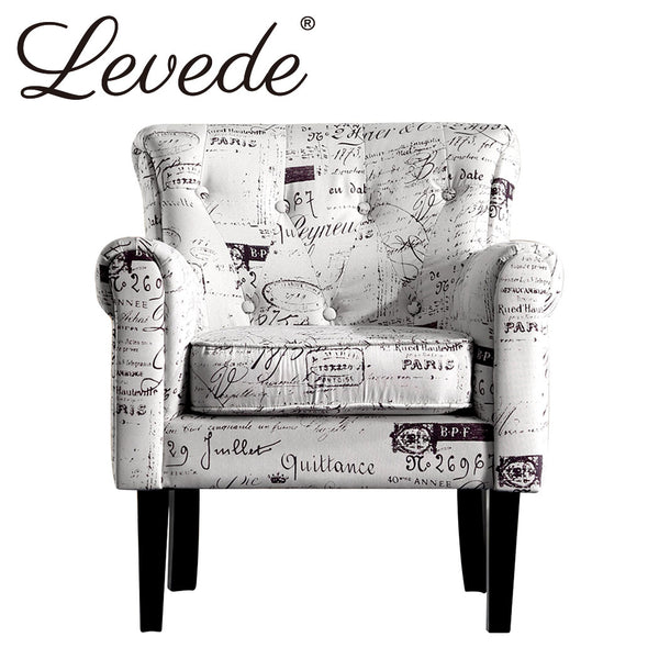 2x Levede Upholstered Armchair Dining Chairs Single Accent Sofa Padded Fabric