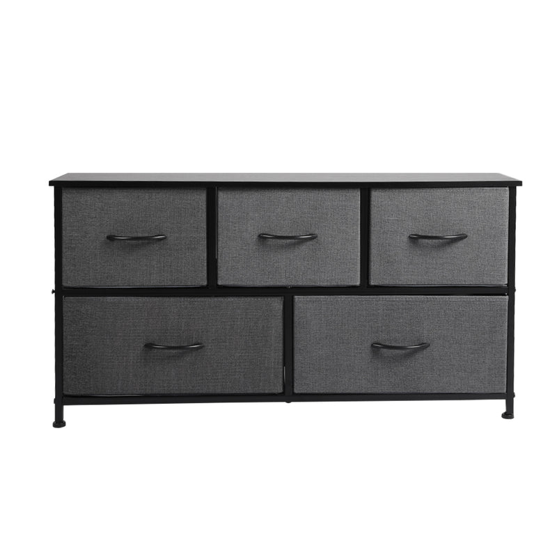 Levede Storage Cabinet Tower Chest of Drawers Dresser Tallboy 5 Drawer Dark Grey