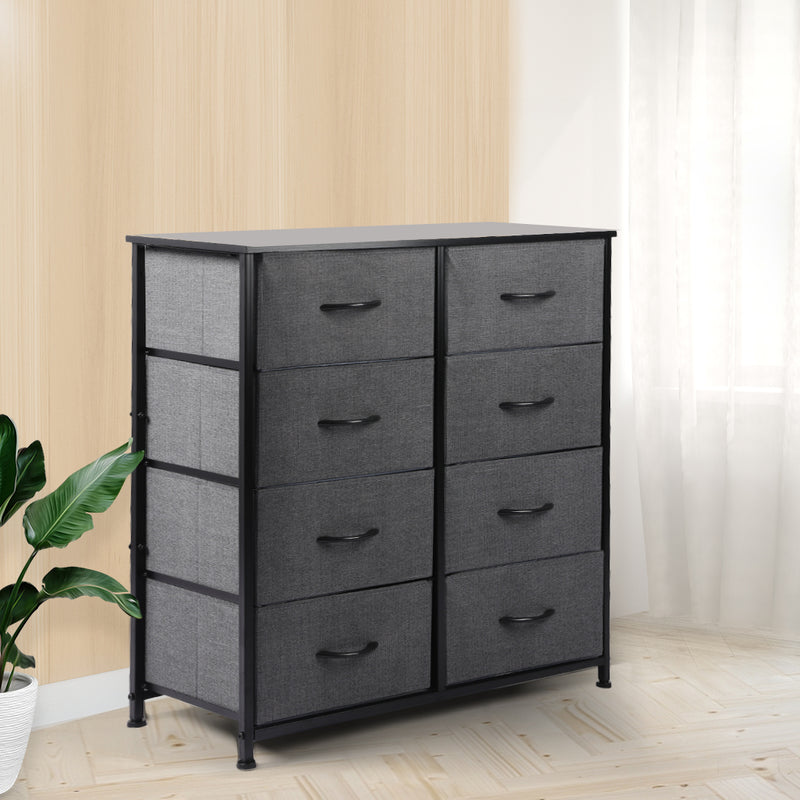 Levede Storage Cabinet Tower Chest of Drawers Dresser Tallboy 8 Drawer Dark Grey