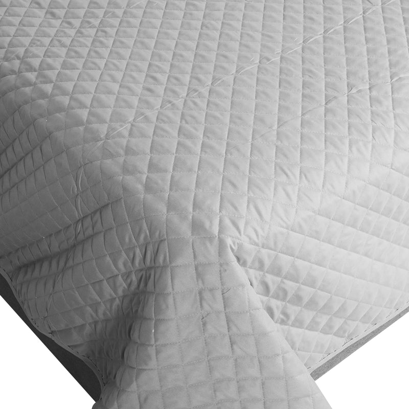 DreamZ Bedspread Coverlet Set Quilted Comforter Soft Pillowcases King Grey