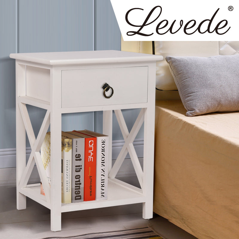 Levede 2x Bedside Tables Drawers Side Table Storage Cabinet Nightstand Bedroom