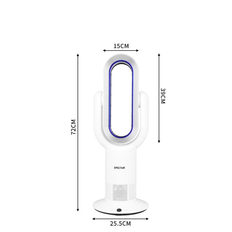 Spector Bladeless Electric Fan Cooler Heater Air Cool Sleep Timer Remote Control