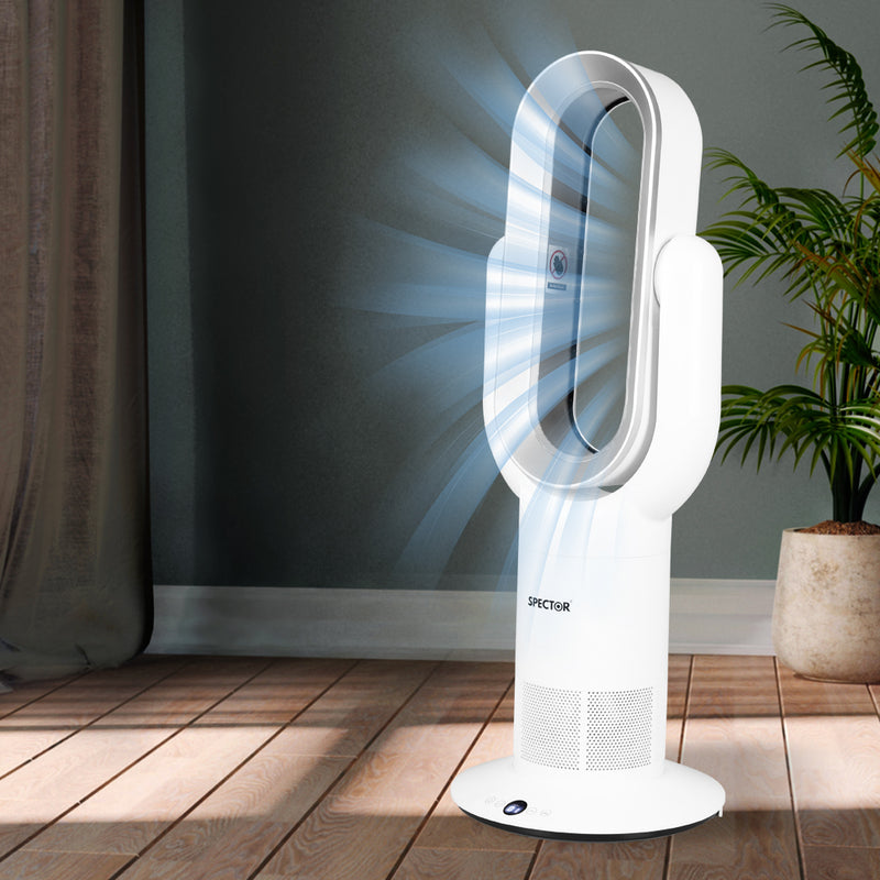 Bladeless Electric Fan Cooler Heater 2 In 1 Air Cool Sleep Timer Remote Control