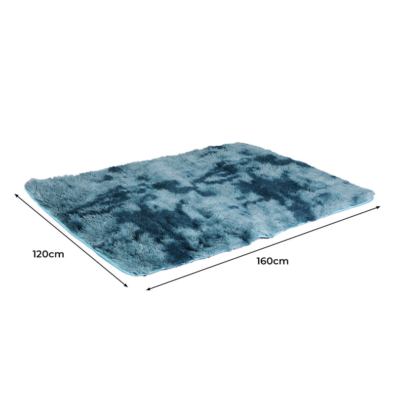 Marlow Floor Rug Shaggy Rugs Soft Large Carpet Area Tie-dyed 120x160cm Blue