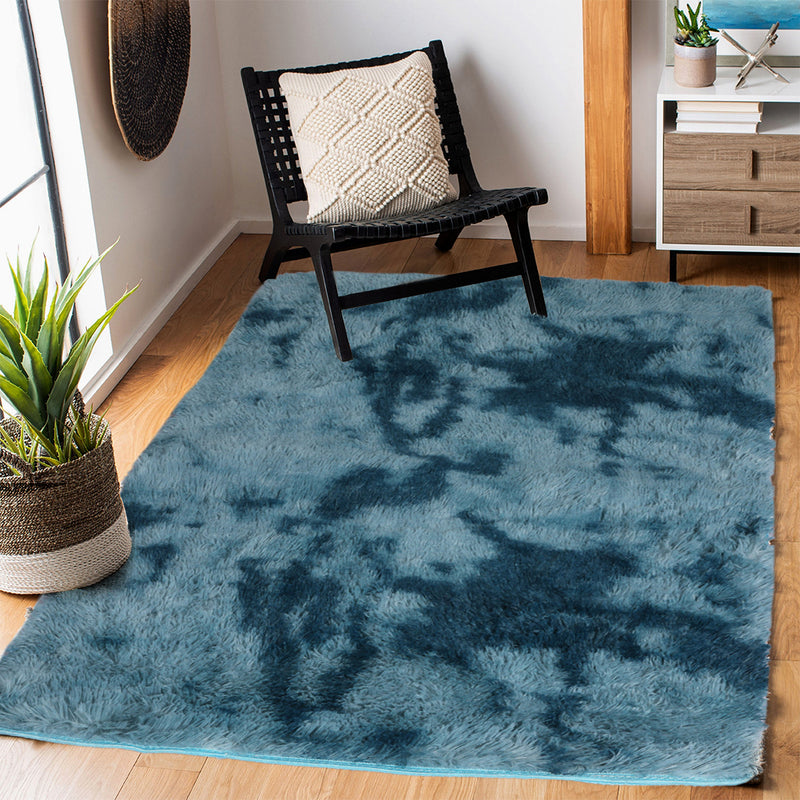 Marlow Floor Rug Shaggy Rugs Soft Large Carpet Area Tie-dyed 120x160cm Blue