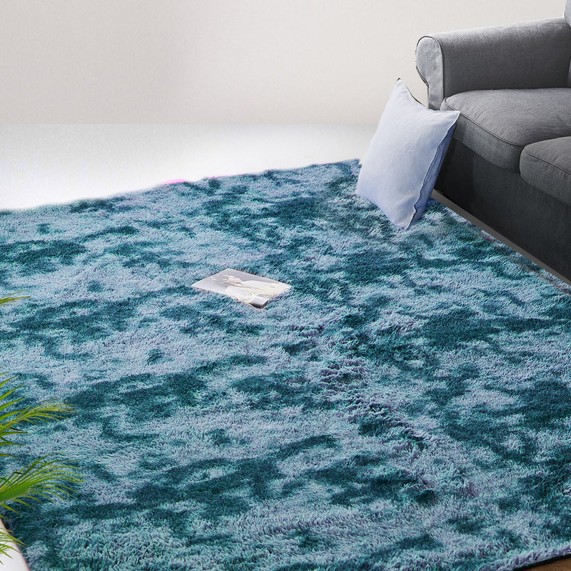 Marlow Floor Rug Shaggy Rugs Soft Large Carpet Area Tie-dyed 140x200cm Blue