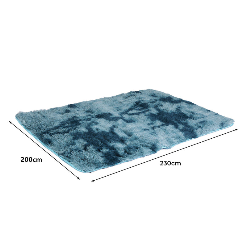 Marlow Floor Rug Shaggy Rugs Soft Large Carpet Area Tie-dyed 200x230cm Blue