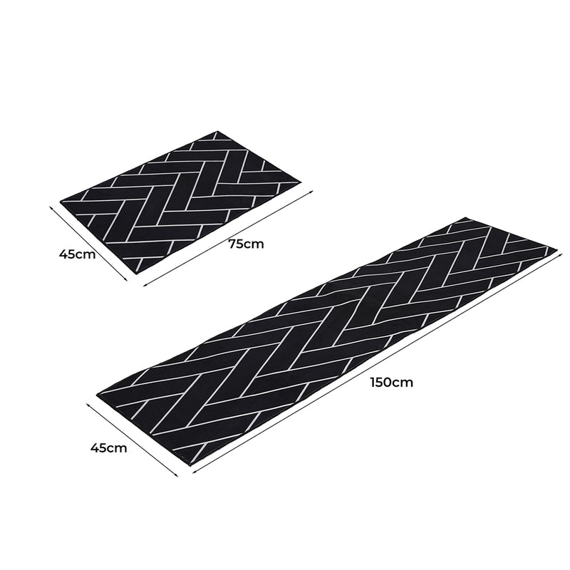 Marlow 2x Kitchen Mat Floor Rugs Area Carpet Non-Slip Door Mat 45x150cm /45x75cm