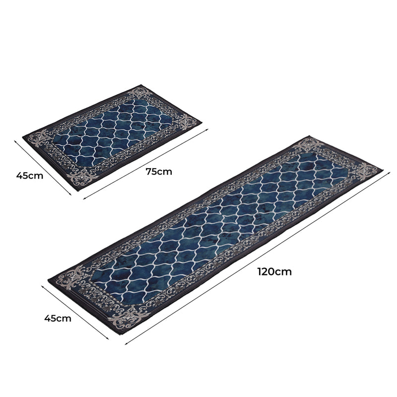 Marlow 2x Kitchen Mat Floor Rugs Area Carpet Non-Slip Door Mat 45x120cm /45x75cm