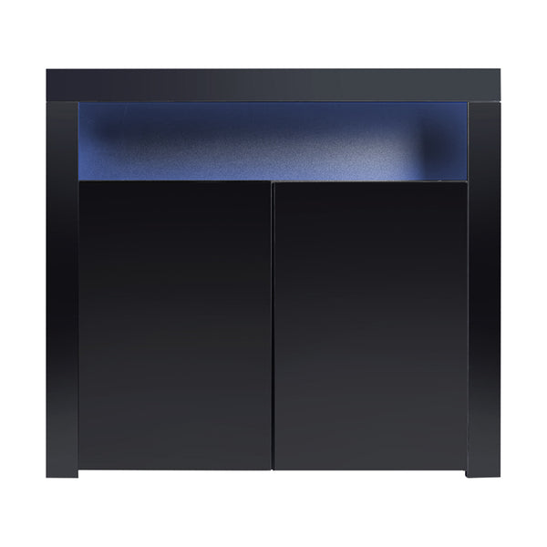 Levede Buffet Sideboard Storage Cabinet Modern High Gloss Furniture LED Black