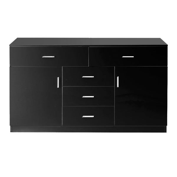 Levede Buffet Sideboard Storage Cabinet Modern High Gloss Cupboard Drawers Black