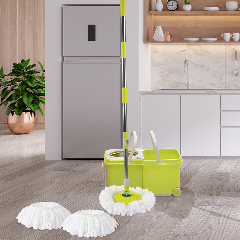 360° Spin Mop Bucket Set Spinning Stainless Steel Wet Dry Rotating Microfiber