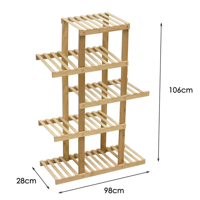 5 Tiers Premium Bamboo Wooden Plant Stand In/outdoor Garden Planter Flower shelf