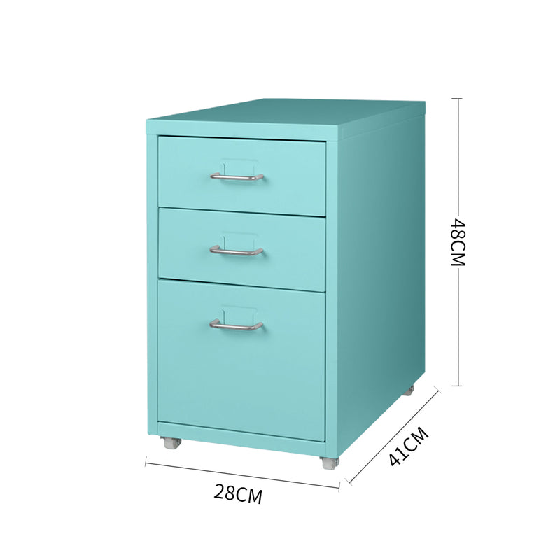 Filing Cabinet Storage Cabinets Steel Metal Home Office Organise 3 Drawer Blue