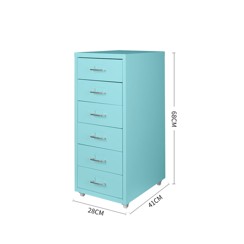 Filing Cabinet Storage Cabinets Steel Metal Home Office Organise 6 Drawer Blue