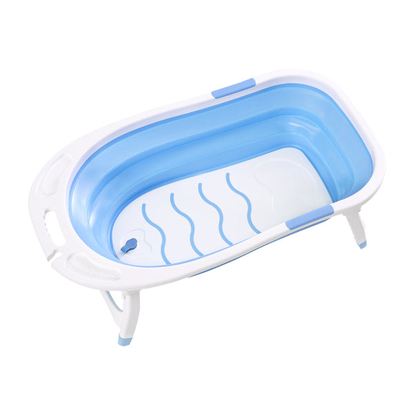 Baby Bath Tub Infant Toddlers Foldable Bathtub Folding Safety Bathing ShowerBlue