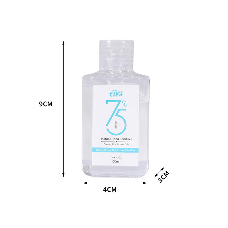 Cleace 6x Hand Sanitiser Instant Gel Wash 75% Alcohol 99% Anti Bacterial 60ML