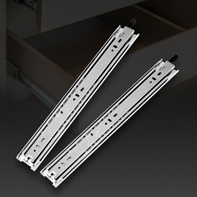 Drawer Slides Runners Locking Full Extension Ball Bearing Pair 75KG 16"