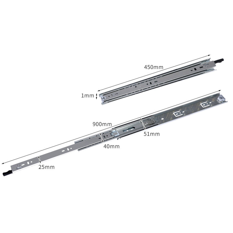 Drawer Slides Runners Locking Full Extension Ball Bearing Pair 75KG 18"