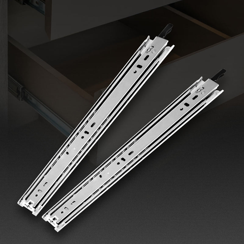 Drawer Slides Runners Locking Full Extension Ball Bearing Pair 75KG 18"