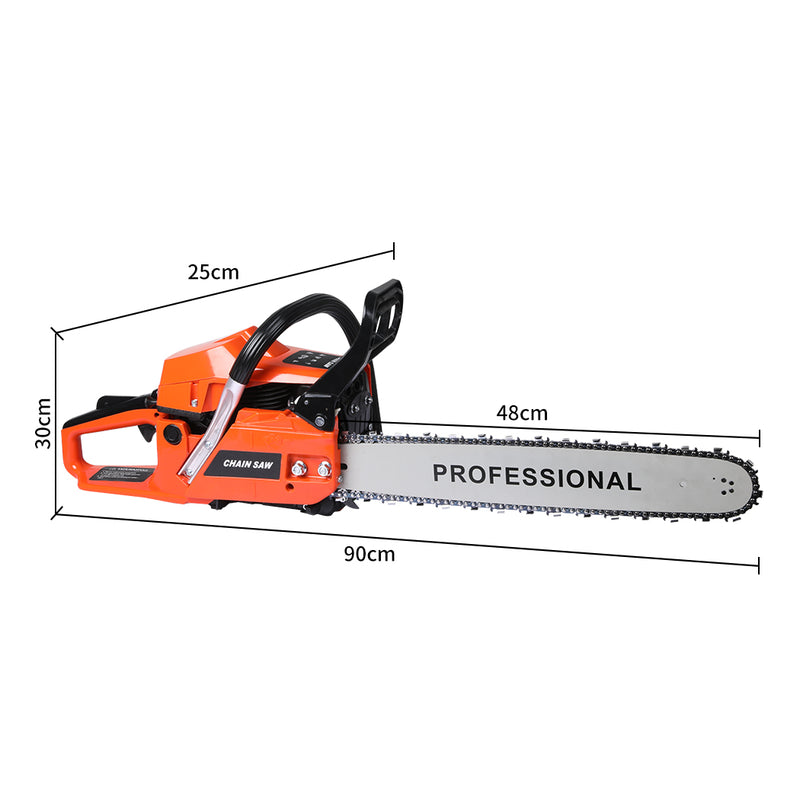 Petrol Chainsaw Commercial E-Start 20 Bar Tree Pruning Chain Saw Top Handle 52CC