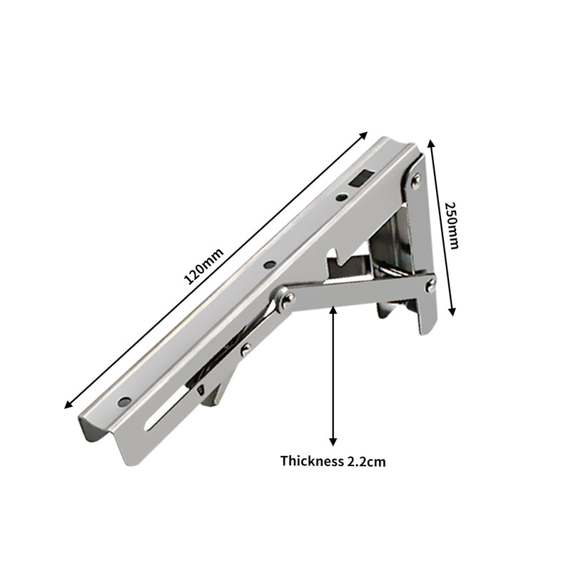 2Pcs 10" Folding Table Bracket Stainless Steel Triangle 150KG Wall Shelf Bench