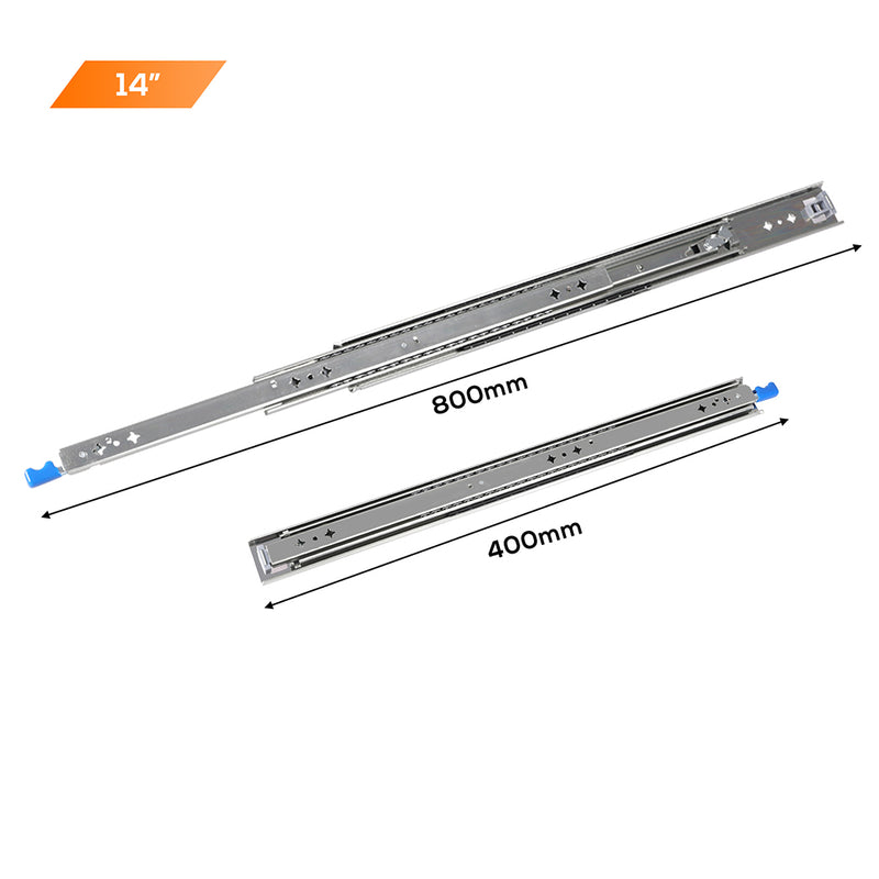 150KG Drawer Slides 400MM Full Extension Soft Close Locking Ball Bearing Pair