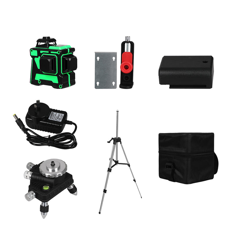 Traderight Laser Level Green Light Self Leveling 3D 12 Line Measure 1.2M Tripod