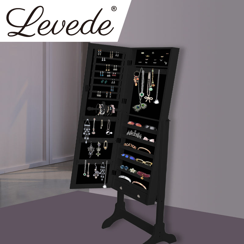 Levede Mirror Jewellery Standing Cabinet Makeup Storage Jewelry Organiser Box