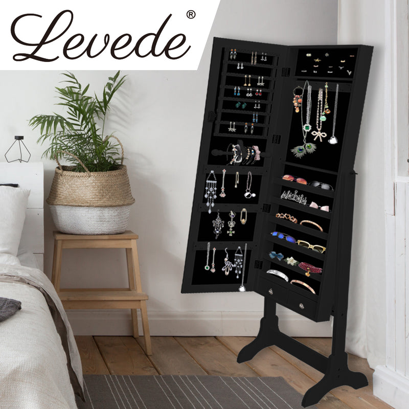 Levede Mirror Jewellery Standing Cabinet Makeup Storage Jewelry Organiser Box