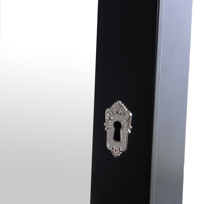 Levede Dual Use Mirrored Jewellery Dressing Cabinet with LED Light Black Colour