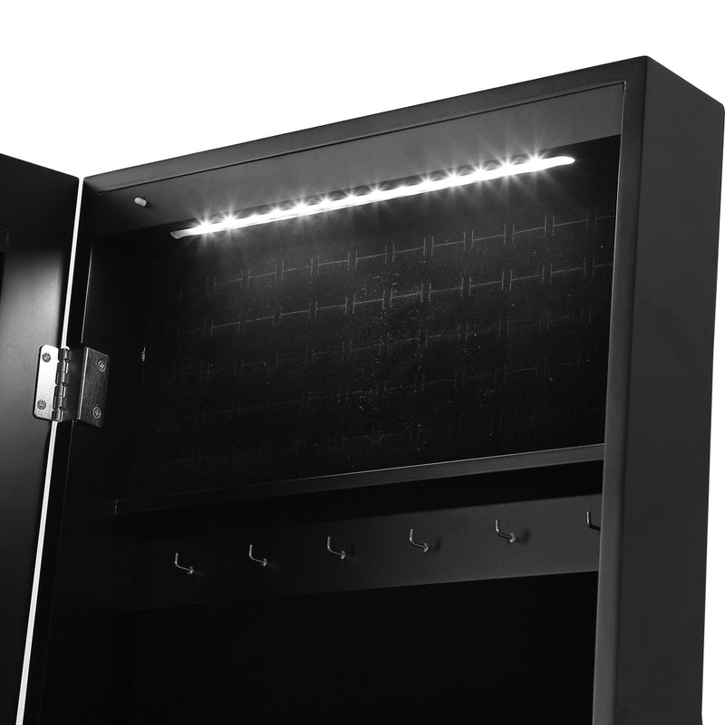 Levede Dual Use Mirrored Jewellery Dressing Cabinet with LED Light Black Colour