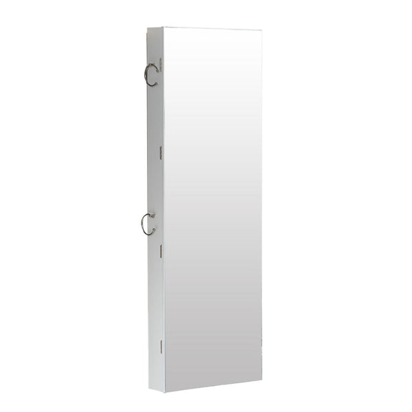 Levede Wall Mounted or Hang Over Mirror Jewellery Cabinet with LED Light White