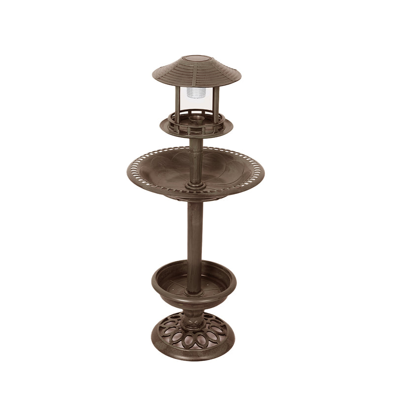 PaWz Bird Bath Feeder Feeding Food Station Solar Light Outdoor Garden Bronze