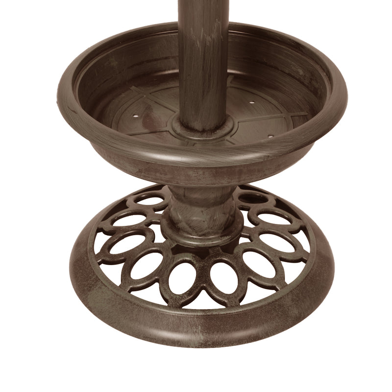 PaWz Bird Bath Feeder Feeding Food Station Solar Light Outdoor Garden Bronze