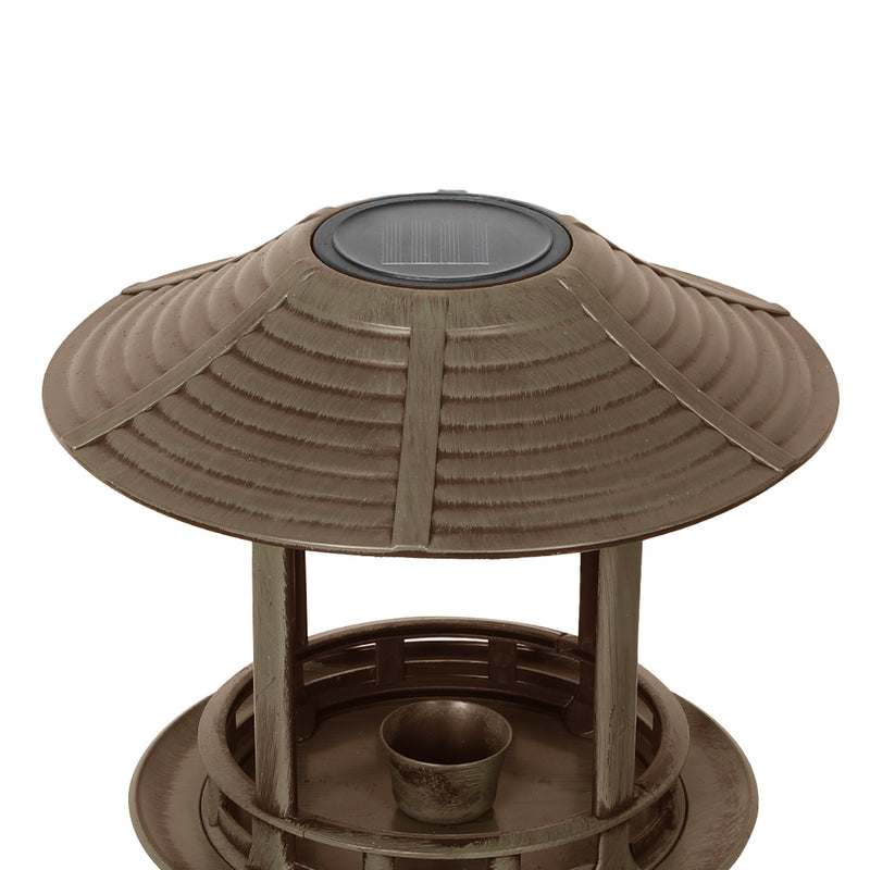 PaWz Bird Bath Feeder Feeding Food Station Solar Light Outdoor Garden Bronze