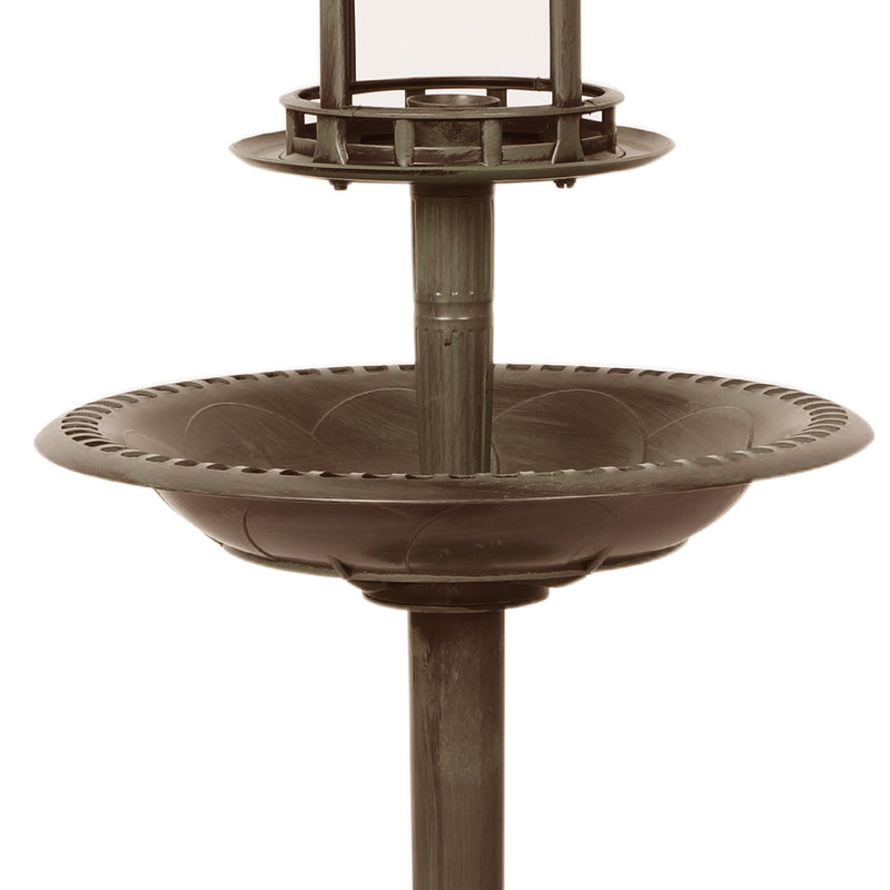 PaWz Bird Bath Feeder Feeding Food Station Solar Light Outdoor Garden Bronze