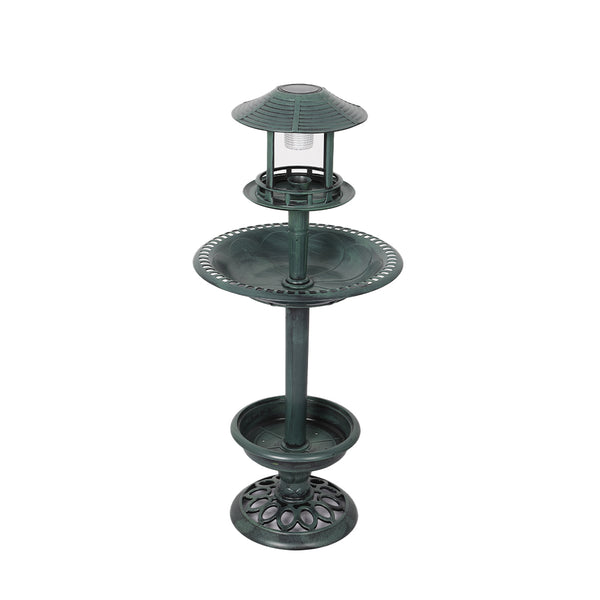 PaWz Bird Bath Feeder Feeding Food Station Solar Light Outdoor Garden Green