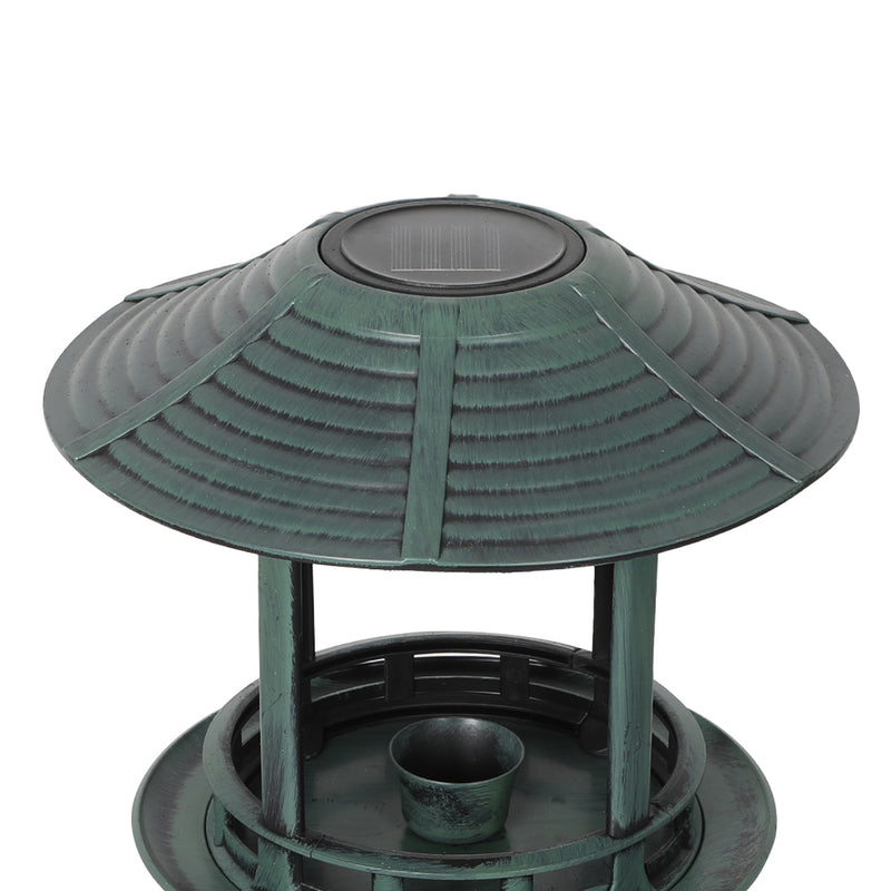 PaWz Bird Bath Feeder Feeding Food Station Solar Light Outdoor Garden Green