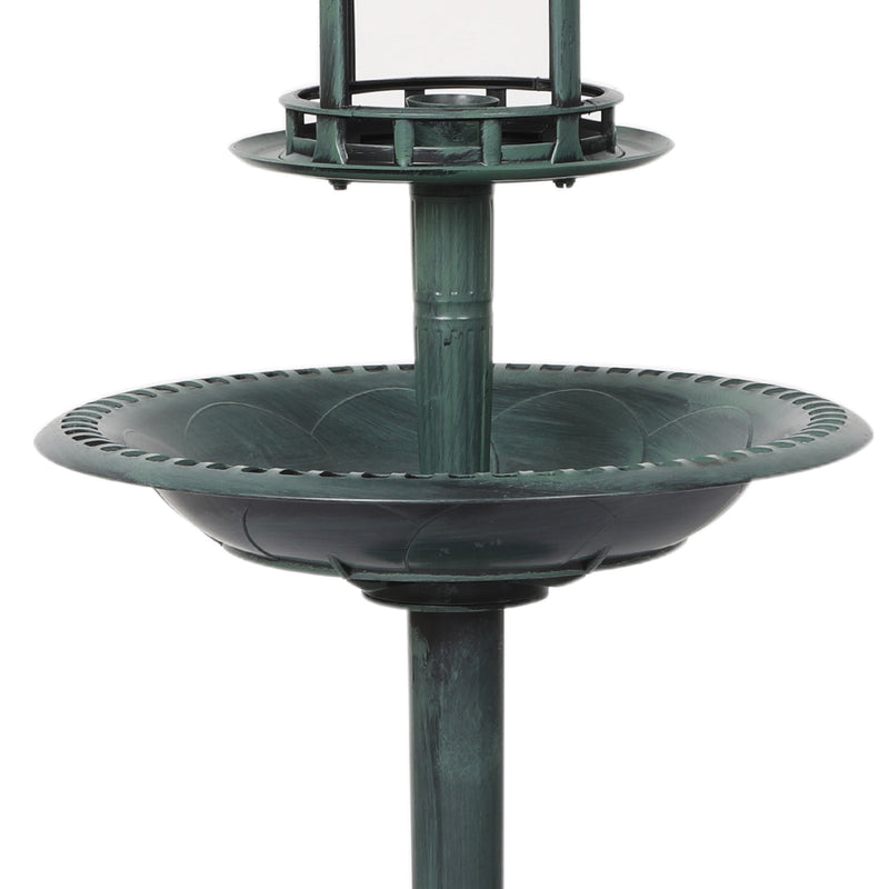 PaWz Bird Bath Feeder Feeding Food Station Solar Light Outdoor Garden Green