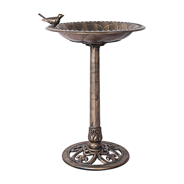 Bird Bath Feeder Metal Vintage Antique Garden Freestanding Iron Stake Bowl Décor