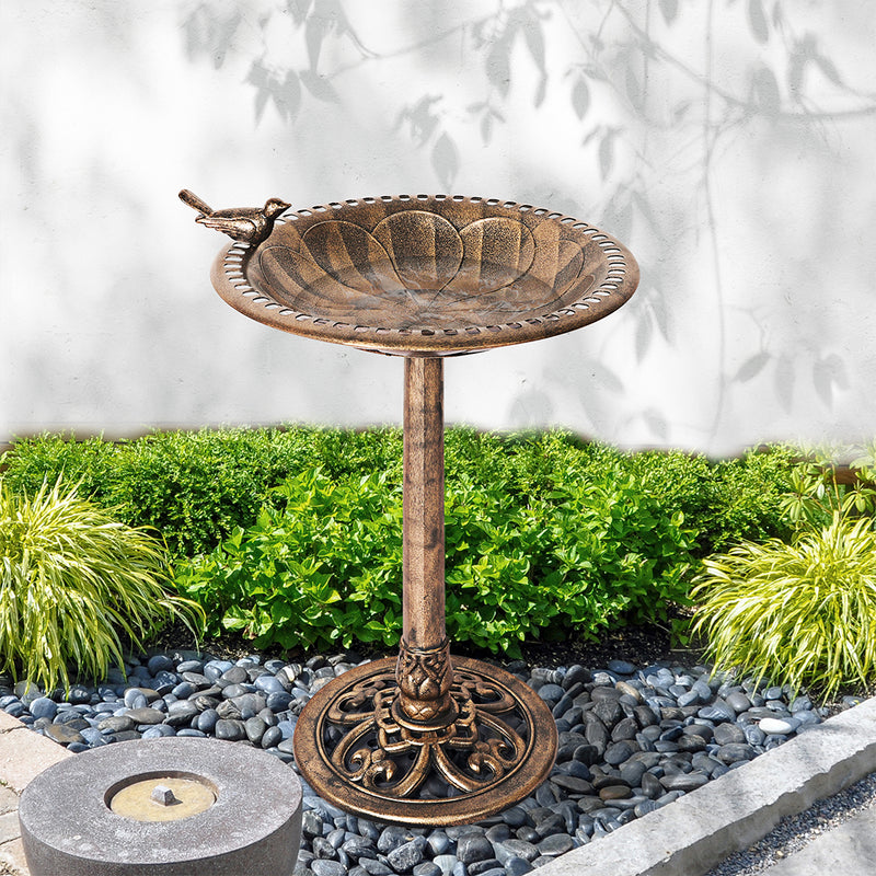 PaWz Bird Bath Feeder Feeding Food Station Outdoor 2PC Model B Bronze